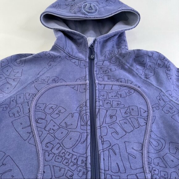 RARE Lululemon Purple Blue Peace Move Graffiti Zipup Limited Ed. Scuba Hoodie - Picture 4 of 16